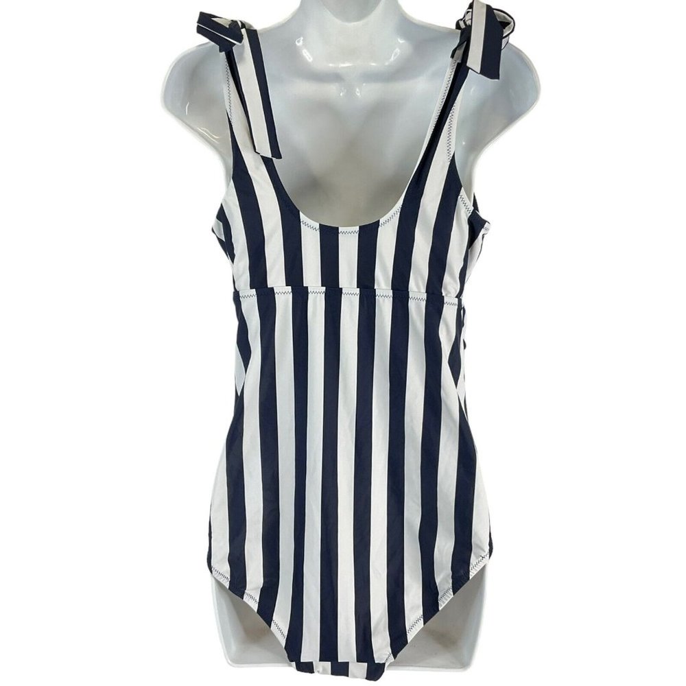 A Pea In The Pod Swimsuit Womens M Blue Striped 1 Pc Maternity UPF 50+ $105 Nwt - Picture 6 of 16